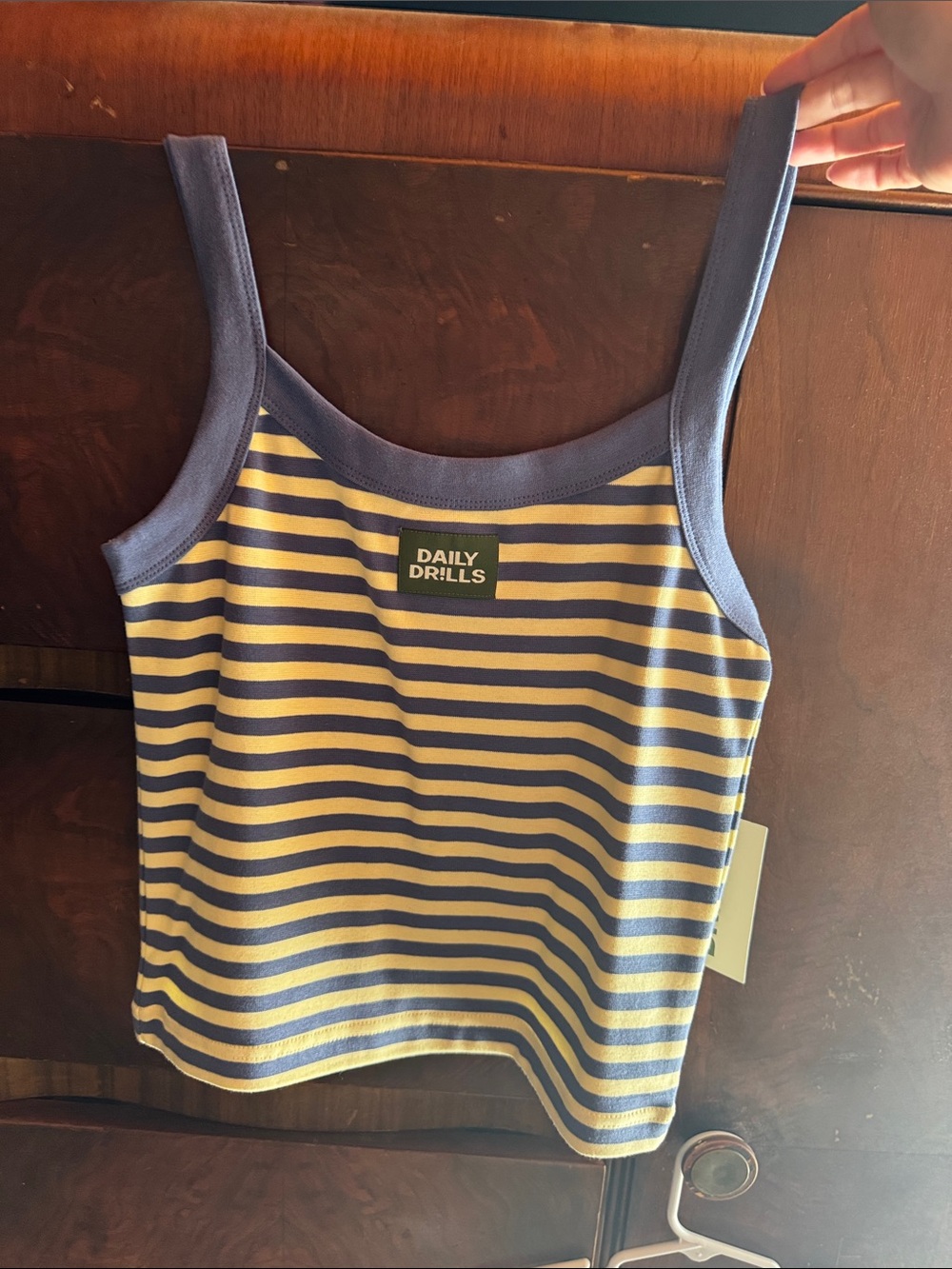 Daily Drills Blue and Yellow Striped Square Neck Tank